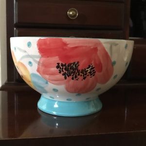 Pioneer Woman Bloom Turquoise 6” Dots Floral Bowl